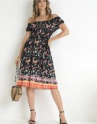 generation Rochie Neagră Cloș Din Bumbac Stil Spaniol Cu Model Paisley Dottia