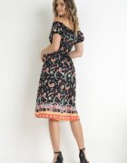 generation Rochie Neagră Cloș Din Bumbac Stil Spaniol Cu Model Paisley Dottia