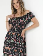 generation Rochie Neagră Cloș Din Bumbac Stil Spaniol Cu Model Paisley Dottia