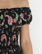 generation Rochie Neagră Cloș Din Bumbac Stil Spaniol Cu Model Paisley Dottia