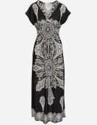 generation Rochie Neagră cu Model Ornamental cu Decolteu Petrecut și Talie Elastică Elasevia