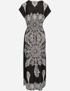 generation Rochie Neagră cu Model Ornamental cu Decolteu Petrecut și Talie Elastică Elasevia