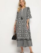 generation Rochie Neagră De bumbac în stil Boho cu șiret la decolteu Orradelle