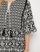 generation Rochie Neagră De bumbac în stil Boho cu șiret la decolteu Orradelle