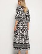 generation Rochie Neagră din Bumbac cu Model Ornamental cu Elastic în Talie Orrielle