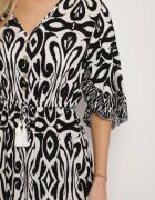 generation Rochie Neagră din Bumbac cu Model Ornamental cu Elastic în Talie Orrielle