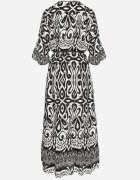 generation Rochie Neagră din Bumbac cu Model Ornamental cu Elastic în Talie Orrielle