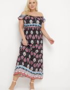 generation Rochie Negru-Roz din bumbac cu elastic în talie și cu model mozaic Vestra
