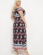 generation Rochie Negru-Roz din bumbac cu elastic în talie și cu model mozaic Vestra