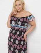 generation Rochie Negru-Roz din bumbac cu elastic în talie și cu model mozaic Vestra