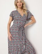 generation Rochie Negru-Verde din bumbac cu elastic în talie și tiv asimetric Orrizae