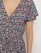 generation Rochie Negru-Verde din bumbac cu elastic în talie și tiv asimetric Orrizae