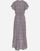generation Rochie Negru-Verde din bumbac cu elastic în talie și tiv asimetric Orrizae