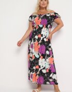 generation Rochie Negru-Violet din bumbac cu croi evazat cu elastic în talie Euretta
