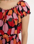 generation Rochie roșu-roz din bumbac cu elastic la decolteu și în talie Pietricea
