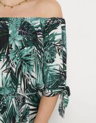 generation Rochie Spaniolă Alb-Verde din Bumbac cu Curea și Cordon la Mâneci Celintia