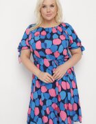 generation Rochie Trapezoidală Albastră din Bumbac cu Decolteu Elastic și Șnur în Talie Eeraphina