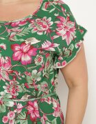 generation Rochie Verde de Bumbac cu flori cu croială dreaptă și șnur în talie Risallise