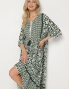 generation Rochie Verde de Bumbac Stil boho cu șiret la decolteu Orradelle