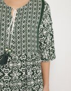generation Rochie Verde de Bumbac Stil boho cu șiret la decolteu Orradelle