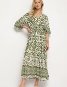 generation Rochie Verde din bumbac cu model ornamental cu elastic în talie Orrielle