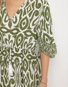 generation Rochie Verde din bumbac cu model ornamental cu elastic în talie Orrielle