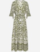 generation Rochie Verde din bumbac cu model ornamental cu elastic în talie Orrielle