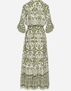 generation Rochie Verde din bumbac cu model ornamental cu elastic în talie Orrielle