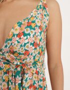 generation Rochie Verde-Portocalie din Bumbac cu bretele cu decolteu petrecut și crăpătură asimetrică Xiloa