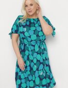 generation Rochie Verde Trapezoidală De bumbac cu Decolteu elastic și Șnur în talie Eeraphina
