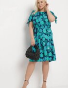 generation Rochie Verde Trapezoidală De bumbac cu Decolteu elastic și Șnur în talie Eeraphina