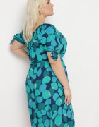 generation Rochie Verde Trapezoidală De bumbac cu Decolteu elastic și Șnur în talie Eeraphina