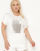 generation Tricou Alb de Bumbac cu Text Decorativ și Strass-uri Krisiona