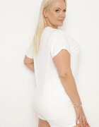 generation Tricou Alb de Bumbac cu Text Decorativ și Strass-uri Krisiona