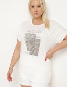 generation Tricou Alb de Bumbac cu Text Decorativ și Strass-uri Krisiona