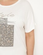 generation Tricou Alb de Bumbac cu Text Decorativ și Strass-uri Krisiona
