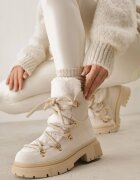  Ghete Bej stil Trapper cu șireturi decorative și căptușeală din blană artificială Godhilde
