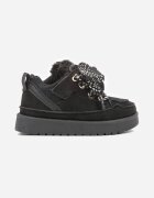  Ghete de iarnă tip Sneakers Negre cu Șireturi Decorative Căptușite cu Blană Nalinia