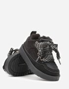  Ghete de iarnă tip Sneakers Negre cu Șireturi Decorative Căptușite cu Blană Nalinia