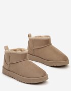  Ghete de zăpadă bej tip slip-on din imitație de piele întoarsă cu talpă plată Mirirae