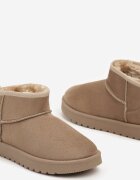  Ghete de zăpadă bej tip slip-on din imitație de piele întoarsă cu talpă plată Mirirae