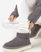  Ghete de zăpadă Gri din piele intoarsă ecologică cu talpă groasă Imevia
