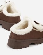  Ghete de zăpadă Maro fără șireturi cu carâmb scurt cu broderie și fundiță Velerie