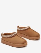  Ghete de zăpadă Maro tip slip-on cu talpă plată și broderie decorativă Daileis