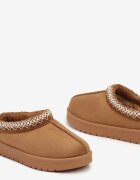  Ghete de zăpadă Maro tip slip-on cu talpă plată și broderie decorativă Daileis
