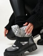  Ghete de zăpadă Negre-Argintii tip slip-on Matlasate Florine