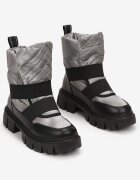  Ghete de zăpadă Negre-Argintii tip slip-on Matlasate Florine