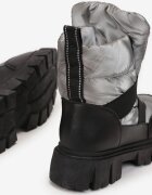  Ghete de zăpadă Negre-Argintii tip slip-on Matlasate Florine