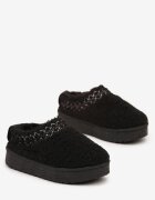  Ghete de zăpadă Negre pe platformă cu blană tip miel decorate cu broderie Raiyelle