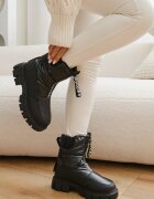  Ghete de zăpadă Negre pe Talpă Groasă cu Fermoar Cresandi